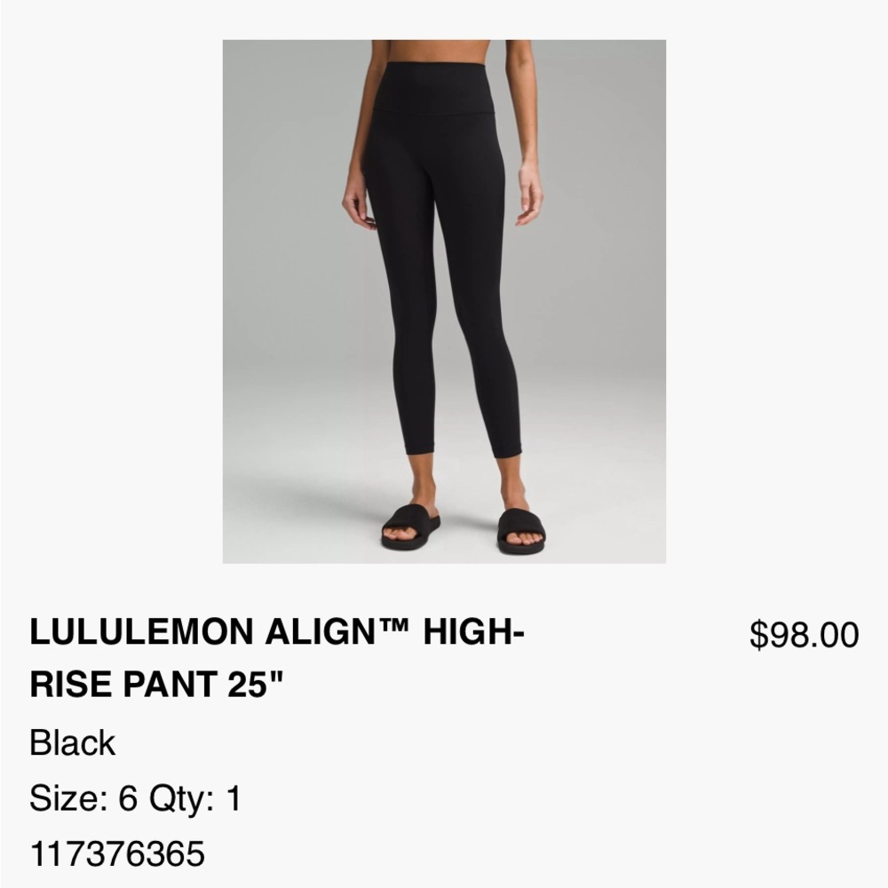 Lululemon leggings align high rise size 6 black